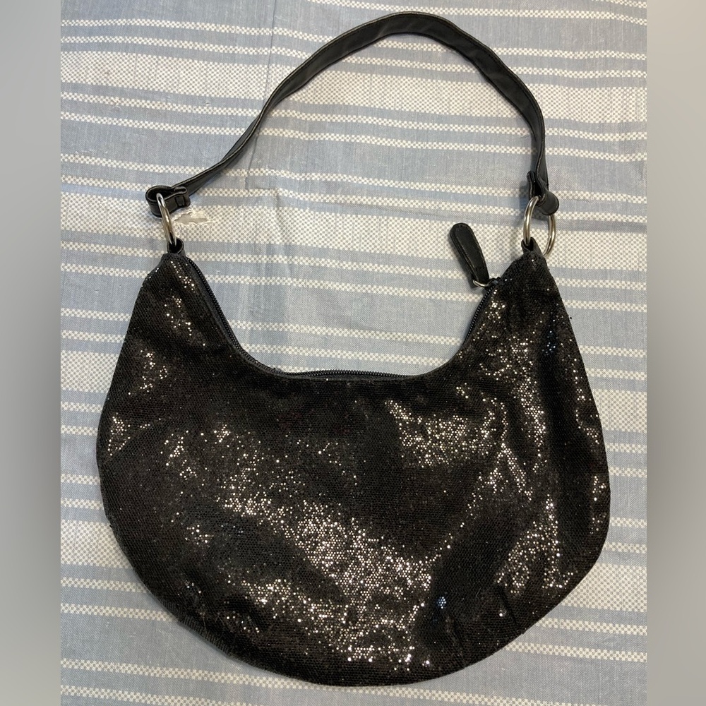 💛TODAY***$15***Vintage designer black sequined dress purse.